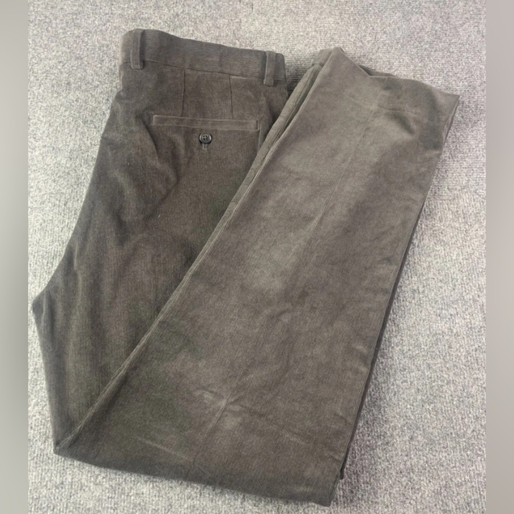 Joseph Abboud Mens Flat Front Cotton Blend Corduroy Pants Size 40x32 Brown